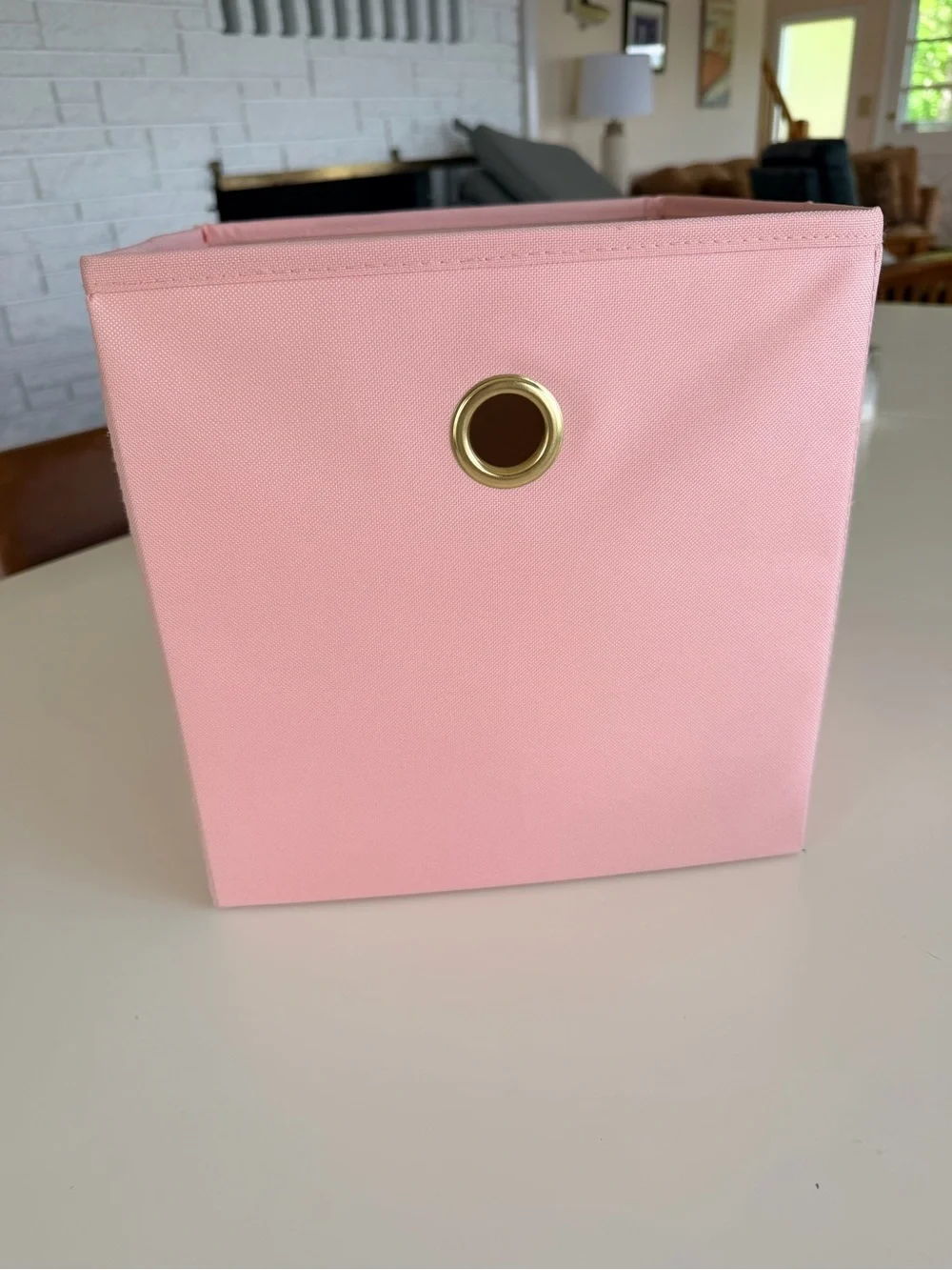 Square collapsing 11” Pink Storage Tote with Gold Grommet - set of THREE